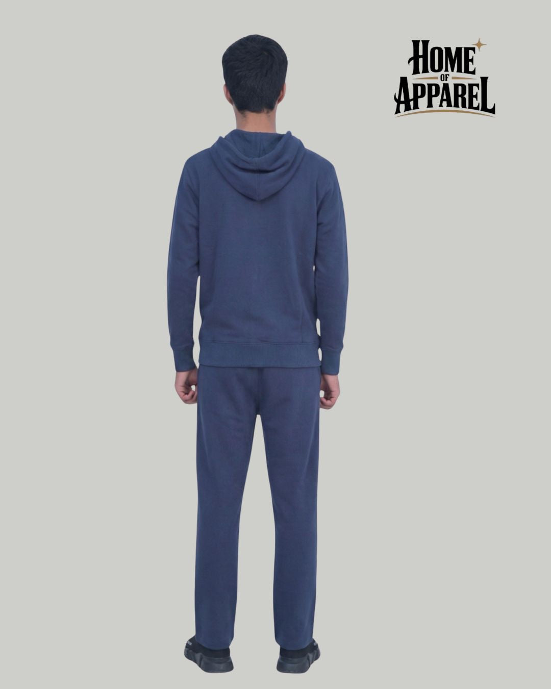Navy Blue Full Zipper Cotton Fleece Streetwear Sweat Suit