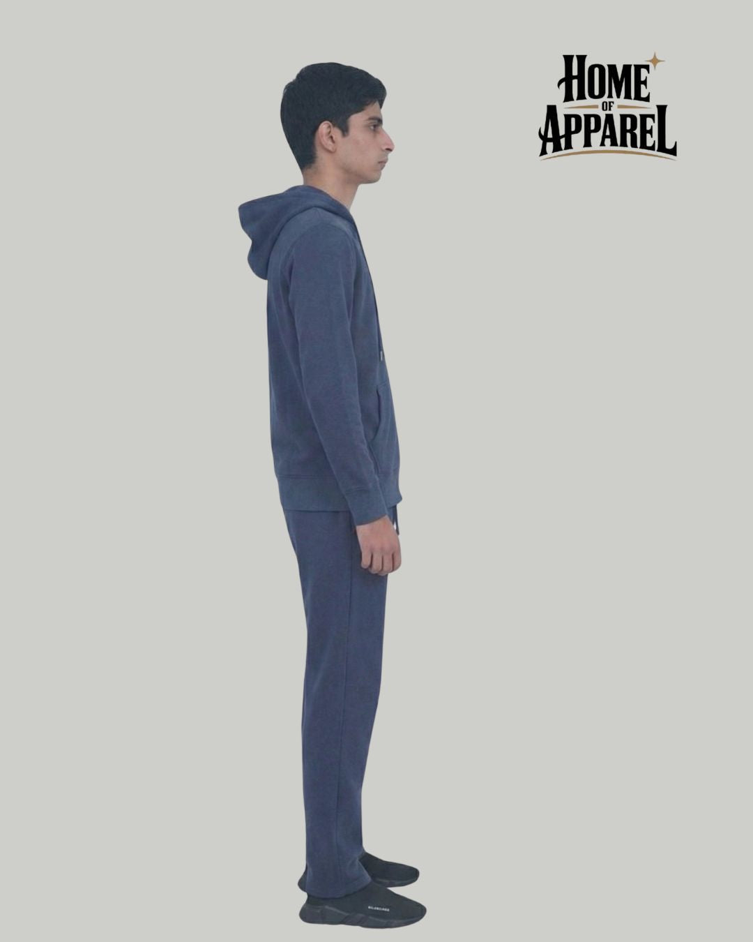 Navy Blue Full Zipper Cotton Fleece Streetwear Sweat Suit