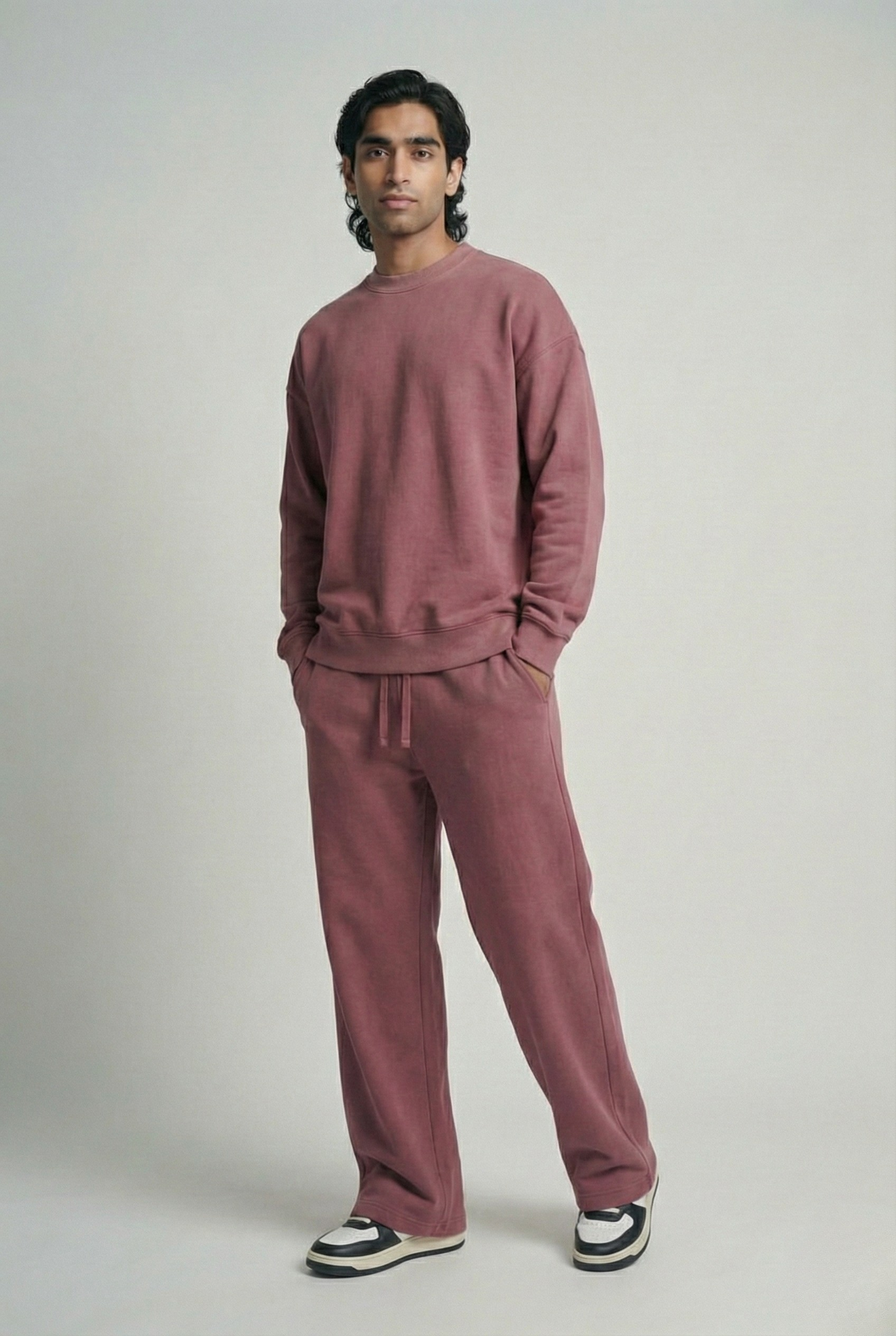 Dusty Rose Oversized Cotton Terry Sweatsuit