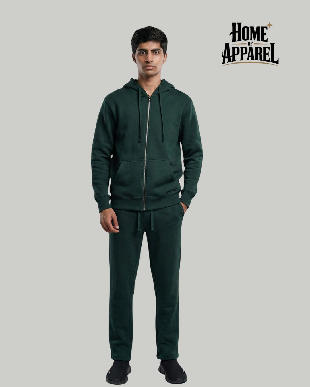 Green Sweatsuit - Full Zipper Cotton Fleece