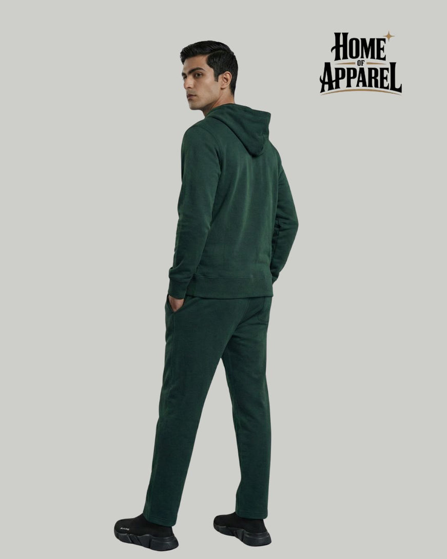 Green Sweatsuit - Full Zipper Cotton Fleece