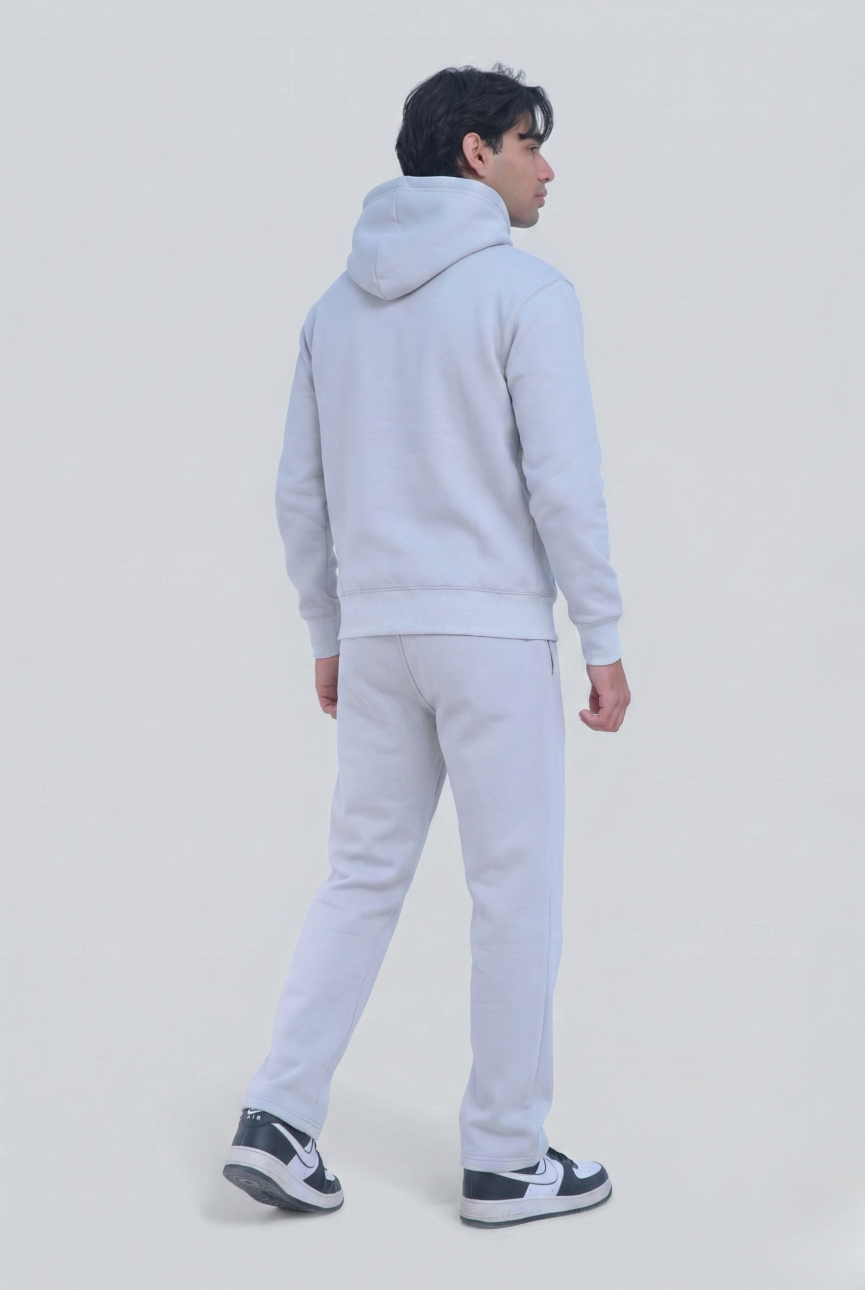 Light Grey Full Zipper Cotton Fleece Sweatsuit