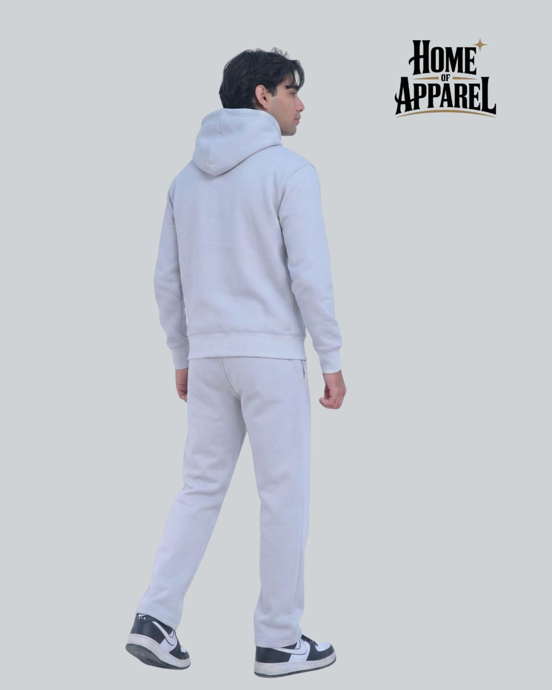 Light Grey Full Zipper Cotton Fleece Sweatsuit