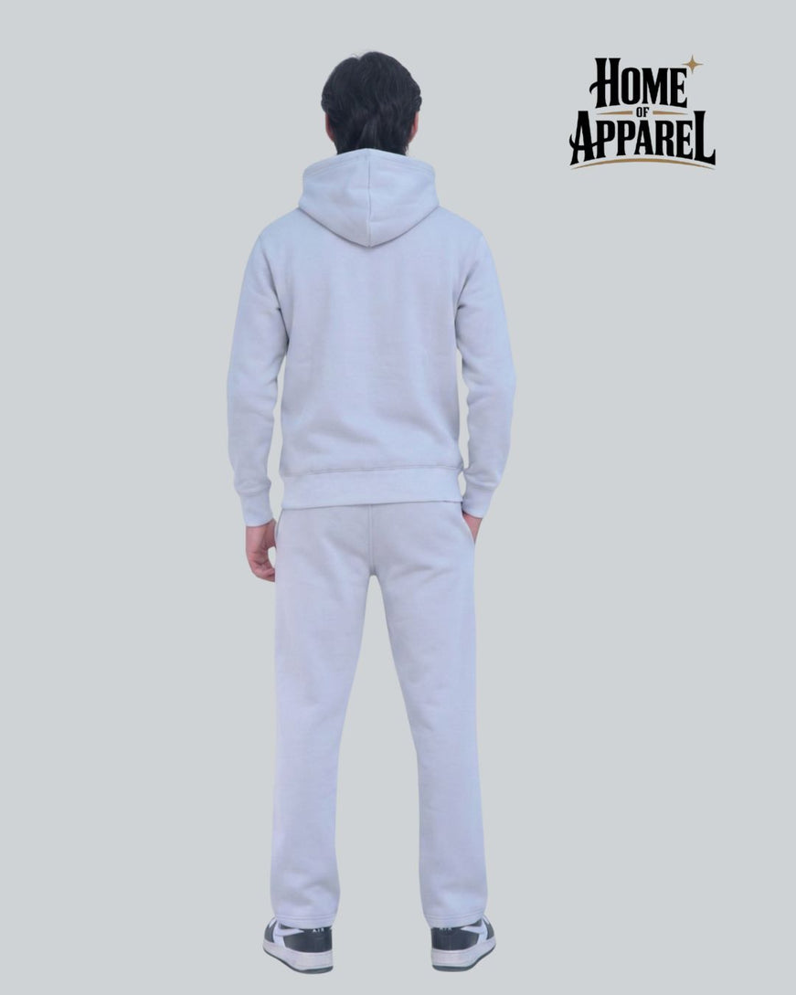 Light Grey Full Zipper Cotton Fleece Sweatsuit