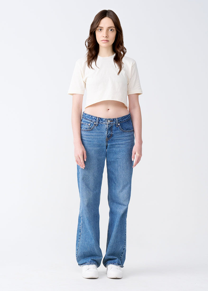 White Combed Cotton Crop Top T-Shirt