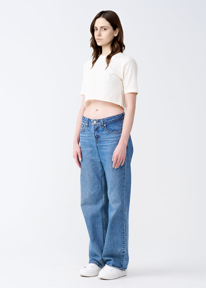 White Combed Cotton Crop Top T-Shirt