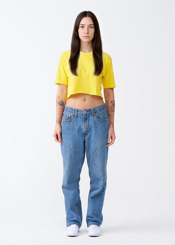 Yellow Combed Cotton Crop Top T-Shirt