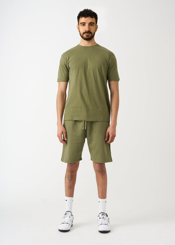 Olive Green T-Shirt And Short Set