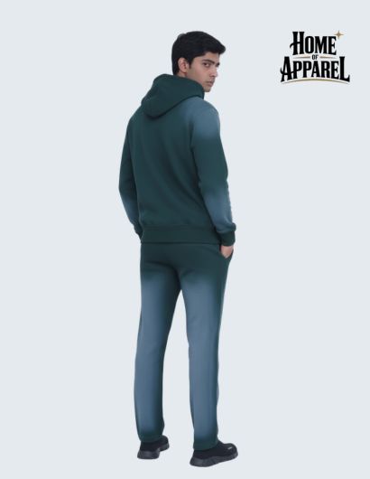 Premium Sun Faded Green Sweat Suit with Full-Zip Hoodie