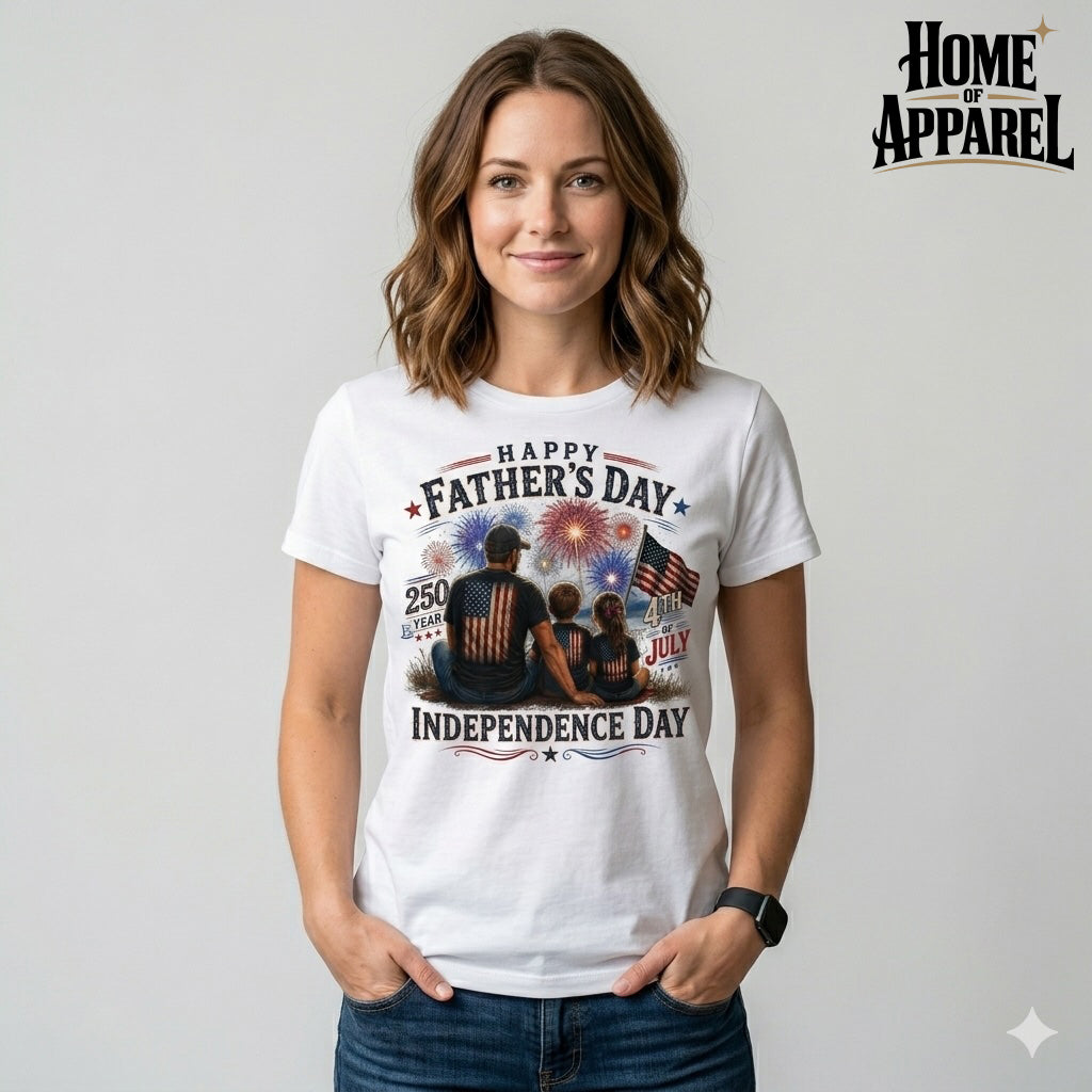 Happy Father’s Day & 4th of July Independence Day T-Shirt – 250 Years Celebration Graphic Tee